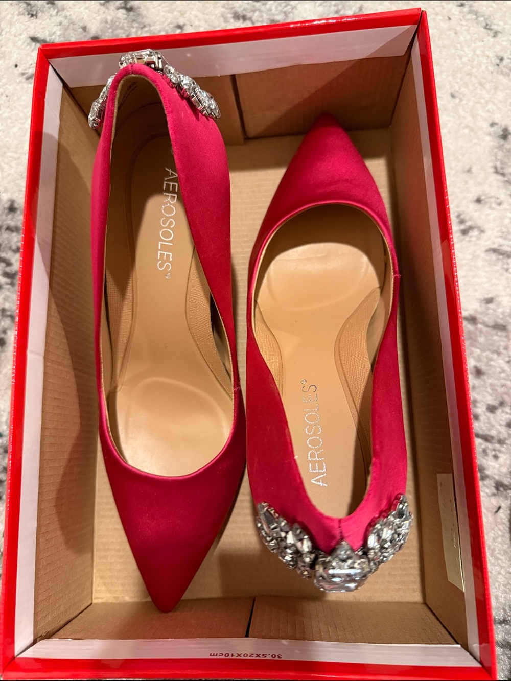 AEROSOLES Fuchsia Pointed-Toe Pumps with Crystal Accents